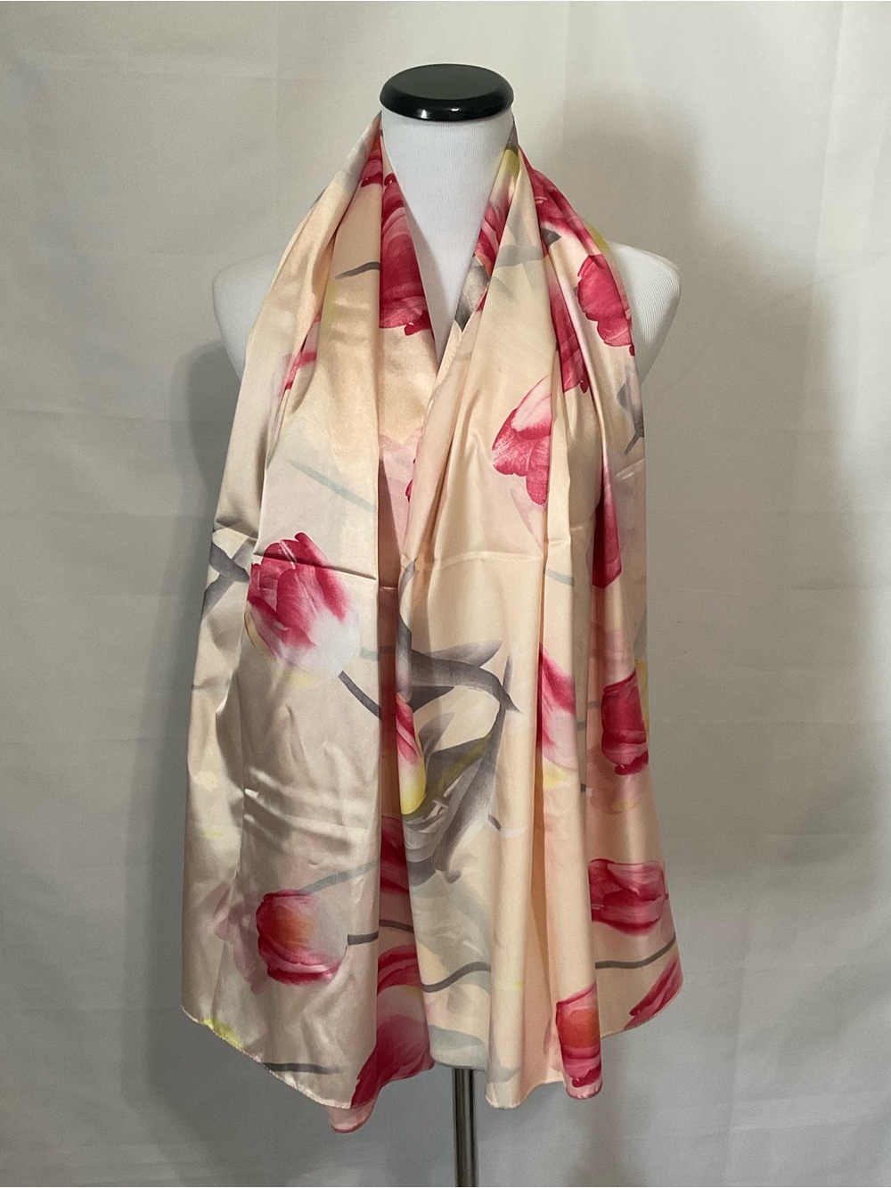 Large Floral Satiny Silk scarf